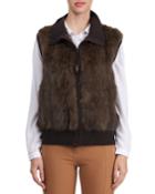Sable Fur Knit Zip Vest