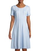 Merrow Pintucked Fit-&-flare Dress