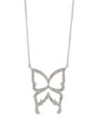 14k White Gold Diamond Butterfly Pendant Necklace