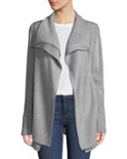 Double Layer Open-front Wool-blend Cardigan
