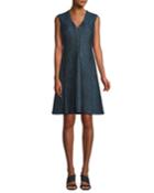 Tameeka V-neck Sleeveless Metallic Jacquard A-line Dress