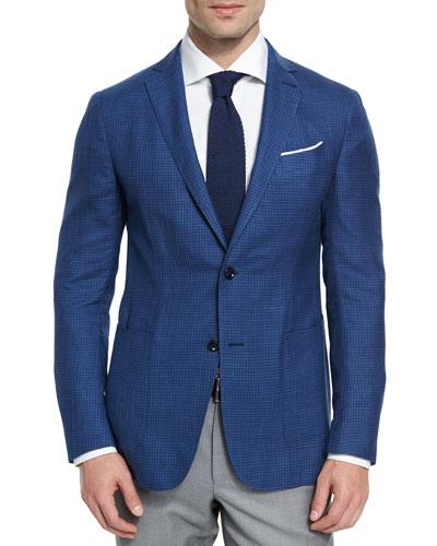 Capri Check Two-button Sport Coat, Blue