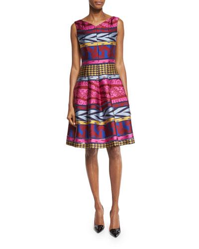 Goma Tribal-print Fit-&-flare Dress