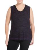 Animal-print Knit Tank, Purple/black,