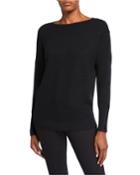 Button-sleeve Ribbed Pullover