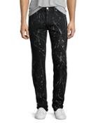 Paint-splattered Skinny Flap-back Jeans