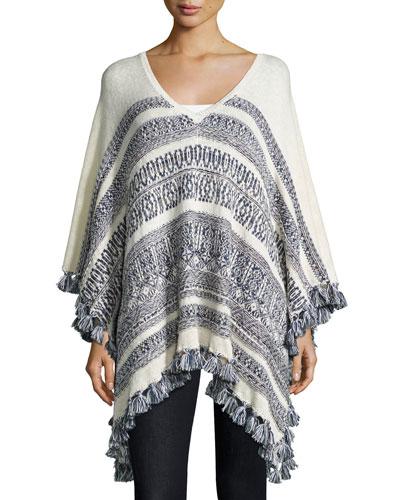 Gabatha V-neck Poncho, Baby's Breath