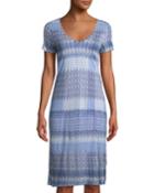 V-neck Ikat-striped T-shirt Dress