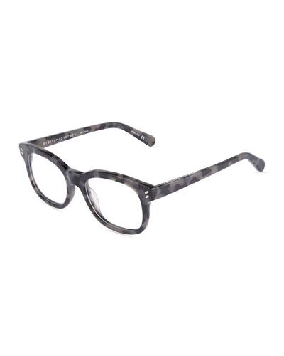 Square Havana Plastic Optical Glasses, Gray