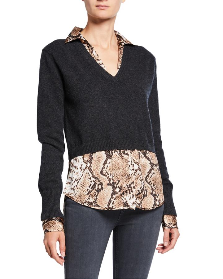 Snake-print Layered Cashmere