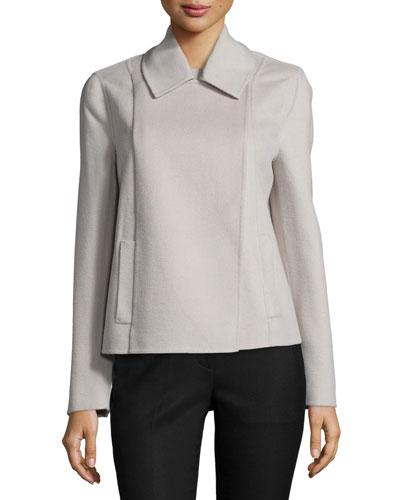 Short Double Faced Wool-blend Coat, Flint