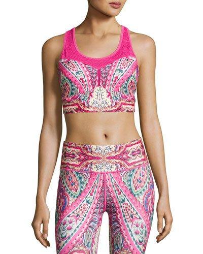 Carousel-print Crop Top, Pink Pattern