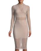 Illusion-mesh Bodycon Dress