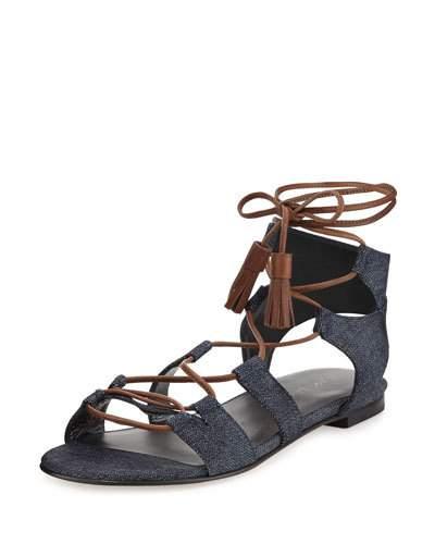 Romanflat Denim Gladiator Flat