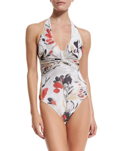 Savanah Floral-print Halter One-piece