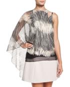 Flowy Sleeveless Top W/asymmetric Cape, Black