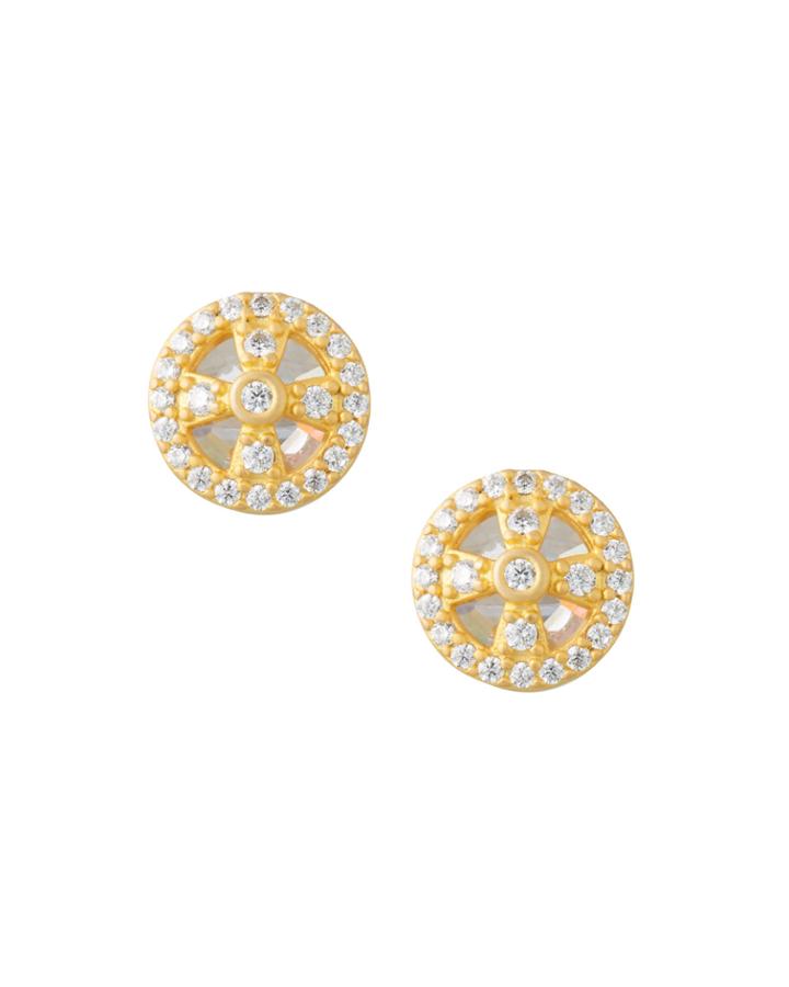 Clover Cage Stud Earrings, Gold