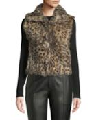 Leopard-print Rabbit Fur Vest