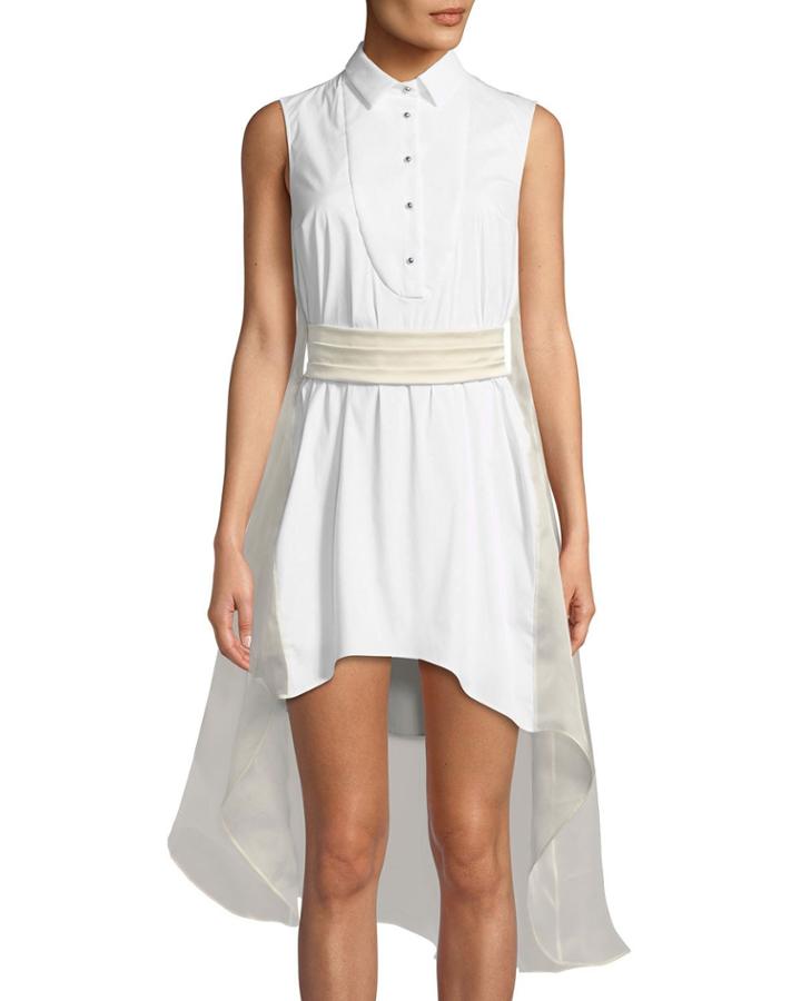 Organza Cape-back Tunic Blouse