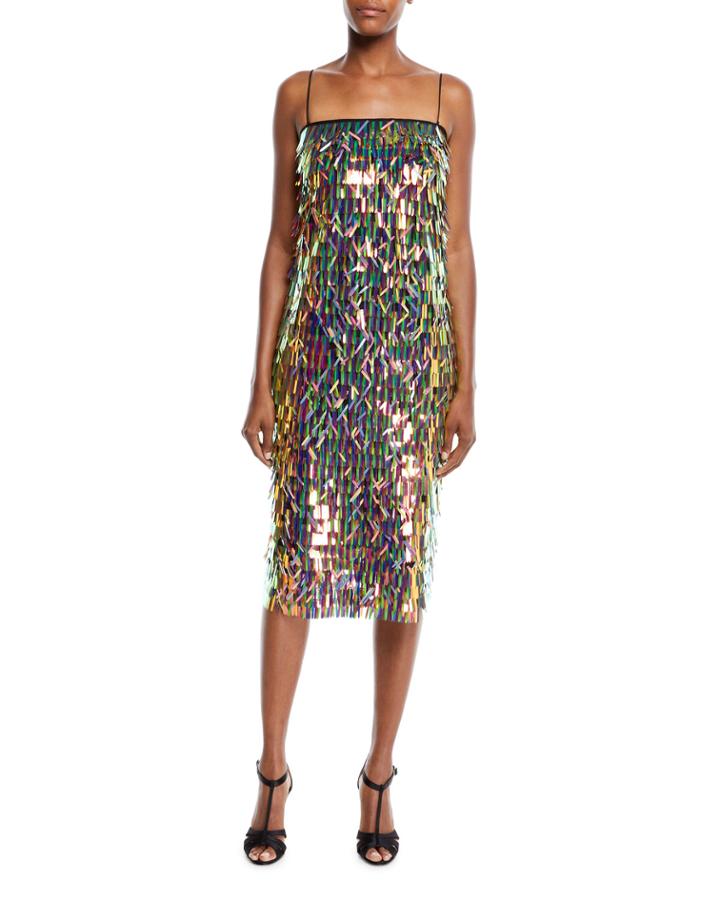 Nickie Strapless Matchstick Paillette Midi Cocktail Dress