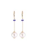 14k Tanzanite And Pearl Chain Earrings