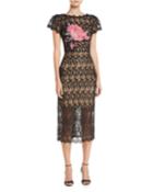 Floral-insert Lace Dress W/