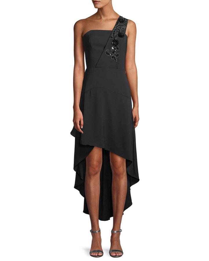 Heather Crepe Cocktail Dress W/ Beaded