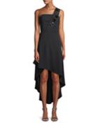Heather Crepe Cocktail Dress W/ Beaded