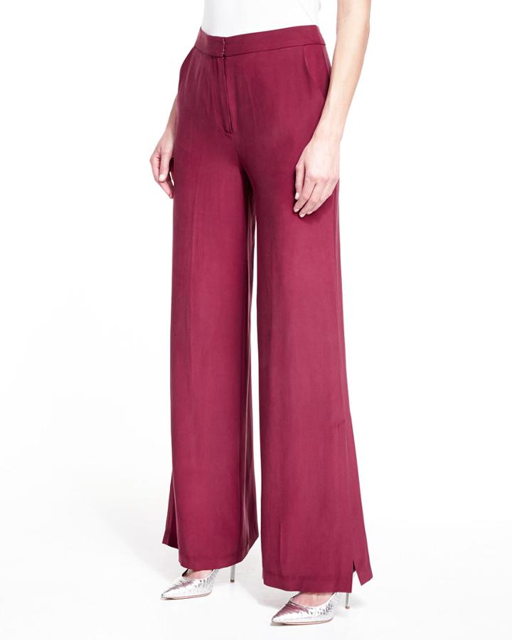 Wide-leg Silk Pants W/