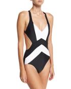 Cross-back Colorblock One-piece