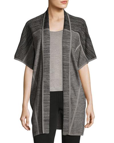 Half-sleeve Knit Jacket, Gray-black