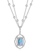 Double-strand Opal & Diamond Pendant Necklace