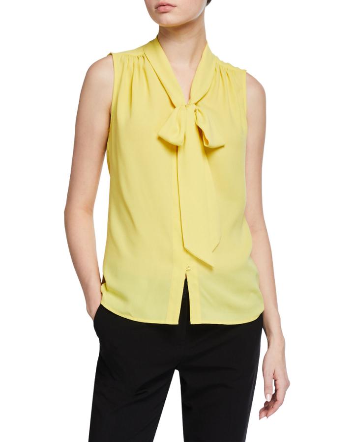 Sleeveless Bow-neck Blouse