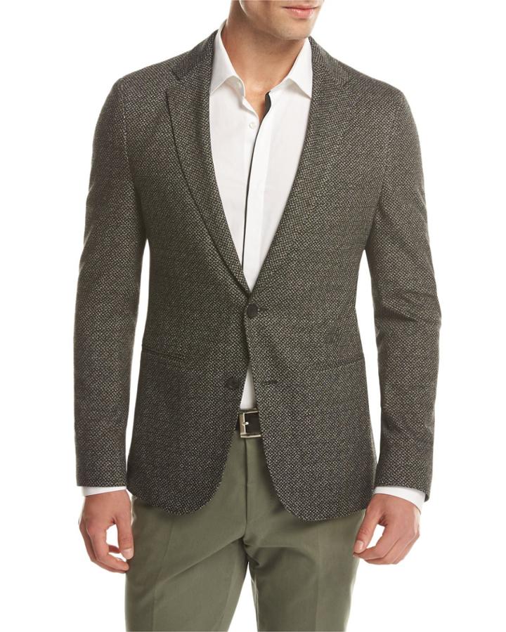 Norwin Slim-fit Textured Jersey Sport Coat, Black/white