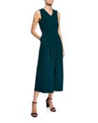Wide-leg V-neck Cropped Jumpsuit