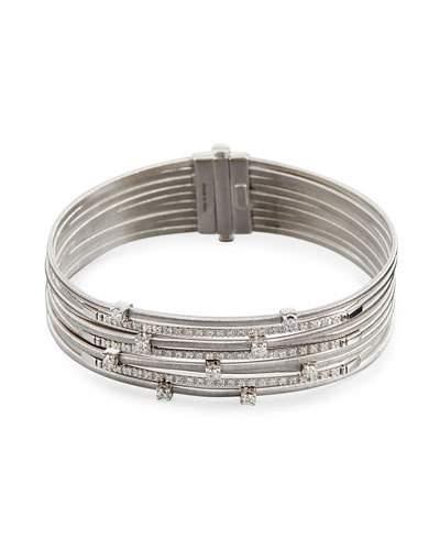 Goa Handmade 18k White Gold Diamond Multi-row Bracelet