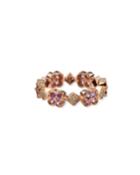 14k Rose Gold Flower Band Ring W/ Pink Sapphires & Diamonds,