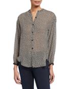 Printed Long Sleeve Button Down Top