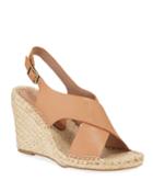 Venus Leather Wedge Espadrilles, Peanut