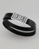 John Hardy Bedeg Men's Black Leather Double-wrap Bracelet