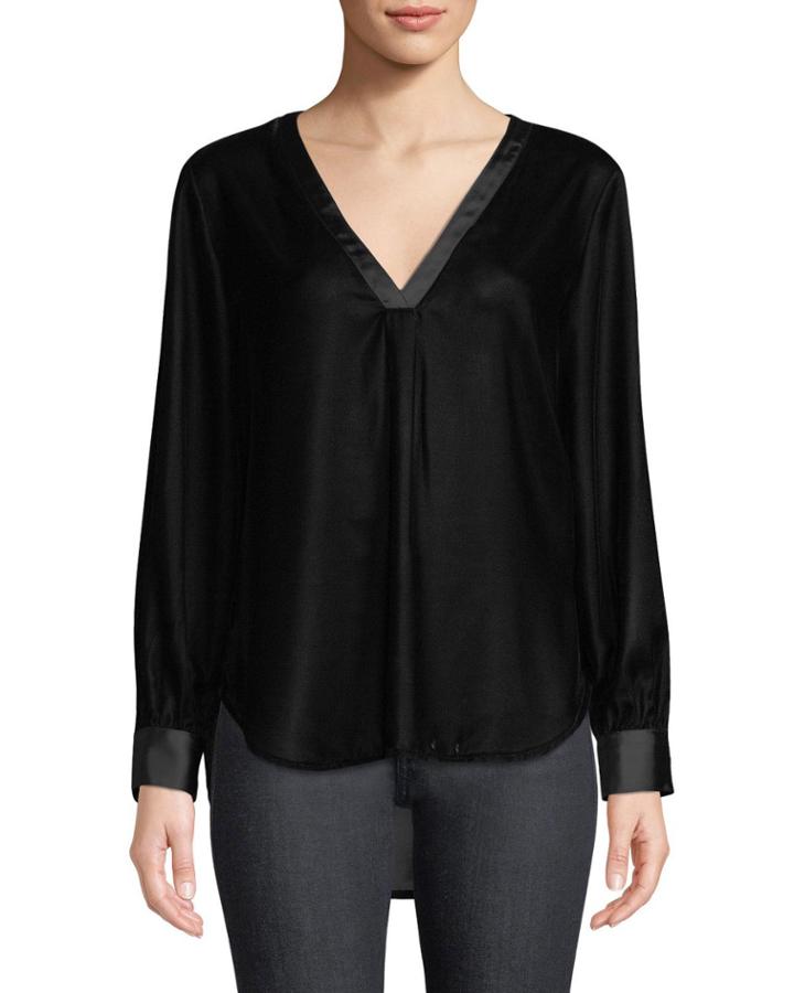 Celeste Whisper Velvet V-neck Blouse