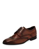 Durso Leather Wing-tip Lace-up Oxford, Brown