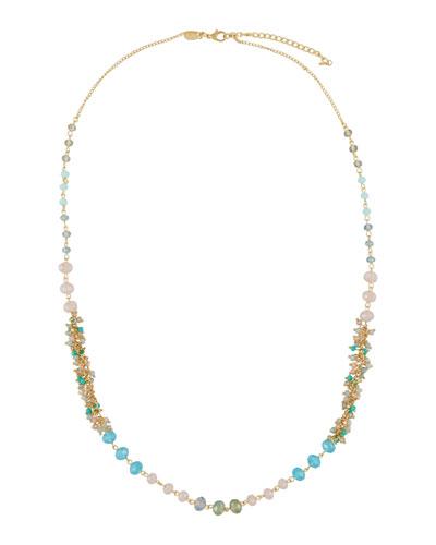 Long Simulated Crystal Beaded Necklace, Green