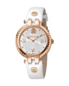 40mm Logo-bezel Watch W/ Leather Strap, Rose/white