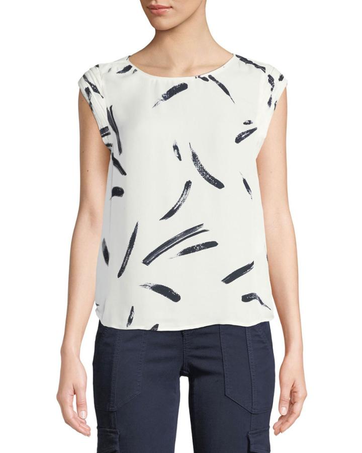 Tristessa Printed Cap-sleeve Top