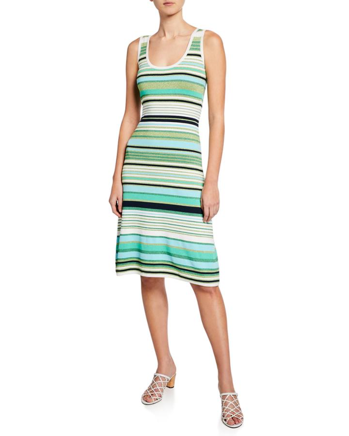 Dulce Striped Scoop-neck Sleeveless Dress