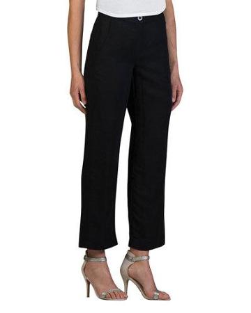 Flat-front Mid-rise Ankle Pants, Black