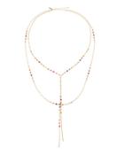Beaded Layered Y-drop Necklace,