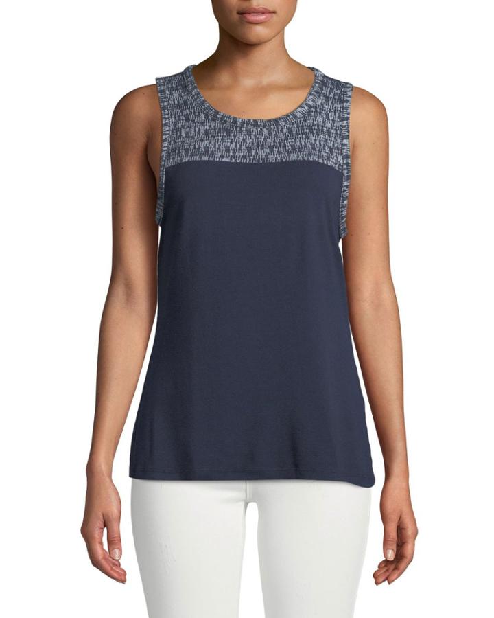 Tweed-yoke Tank Top