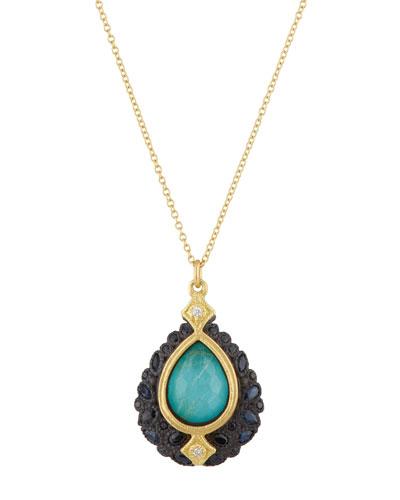 Old World Multi-gem Pendant Necklace W/ Diamonds